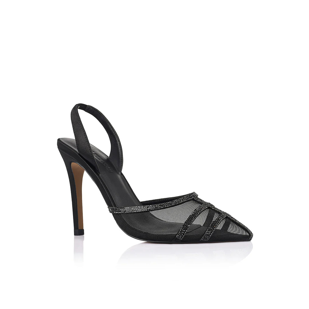 Jade Heel - Black Satin