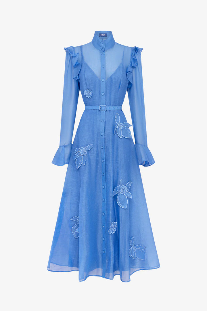 Katrina Butterfly Sleeve Dress - Azure