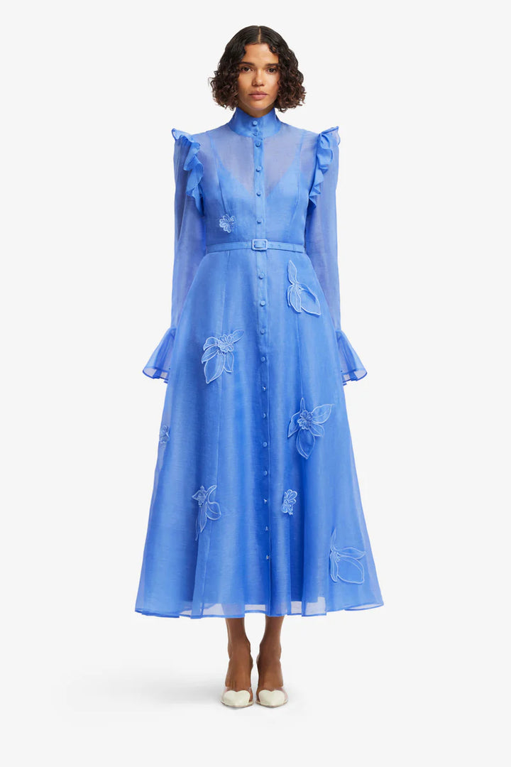 Katrina Butterfly Sleeve Dress - Azure