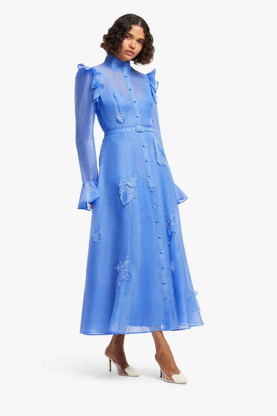 Katrina Butterfly Sleeve Dress - Azure