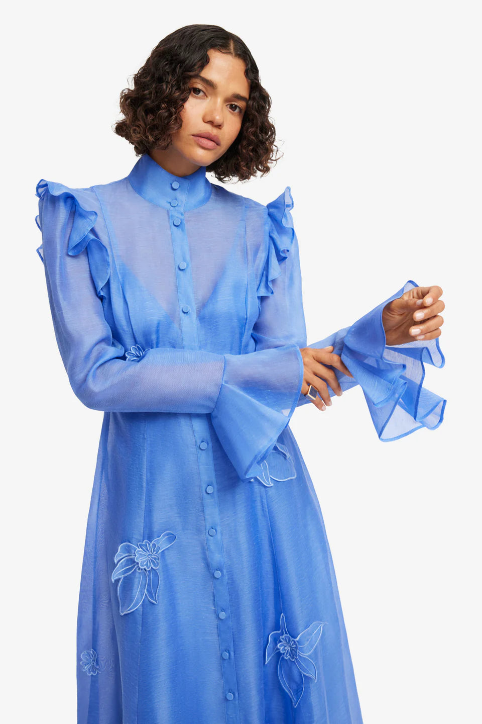 Katrina Butterfly Sleeve Dress - Azure