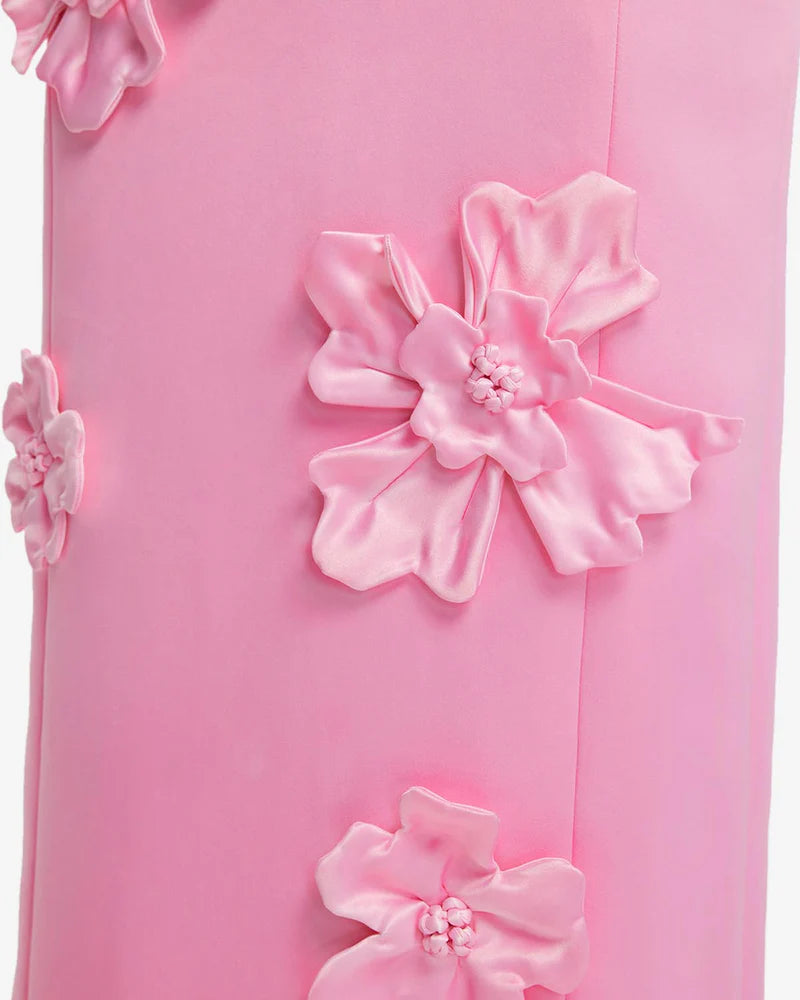 Lucinda Floral Applique Maxi Dress - Baby Pink