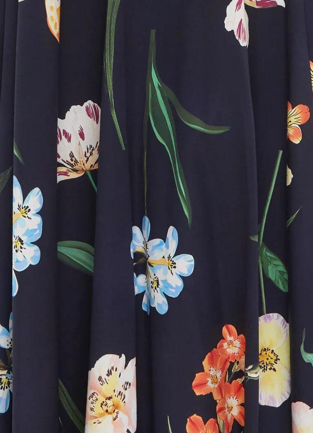 Zara Shirt Midi Dress - Botanical Print in Eboney