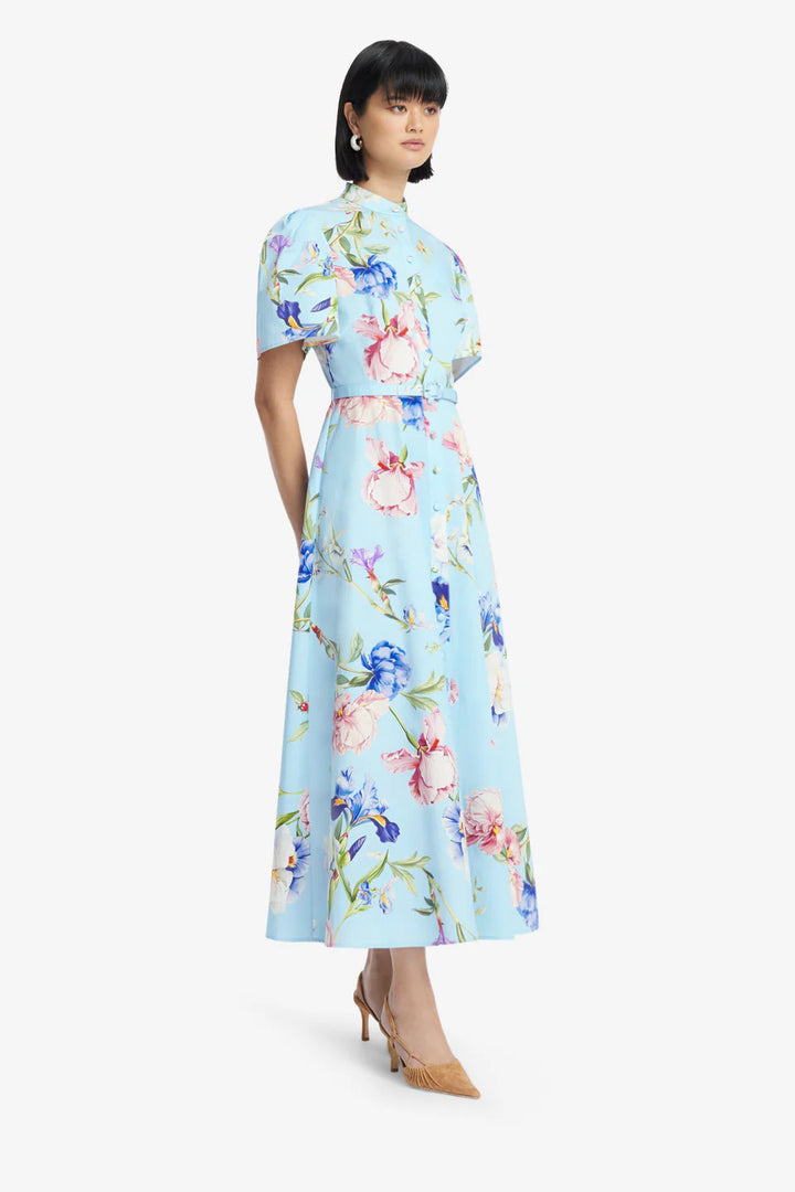 Bianca Short Sleeve Midi Dress - Garden/Baby Blue