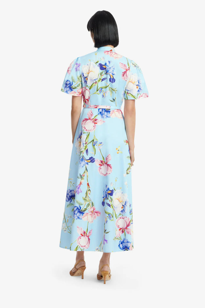 Bianca Short Sleeve Midi Dress - Garden/Baby Blue