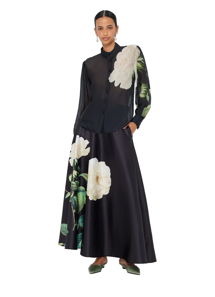 Alma Blouse - White Rose Print