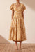Imani Plunged Short Sleeve Midi Dress - Ivory/Ginger