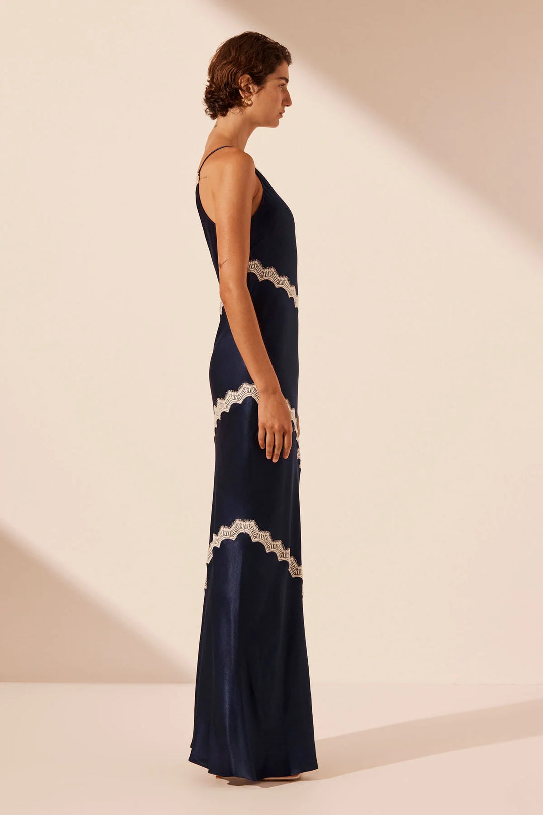 Camille Lace Asym Dress - Deep Midnight/Ivory