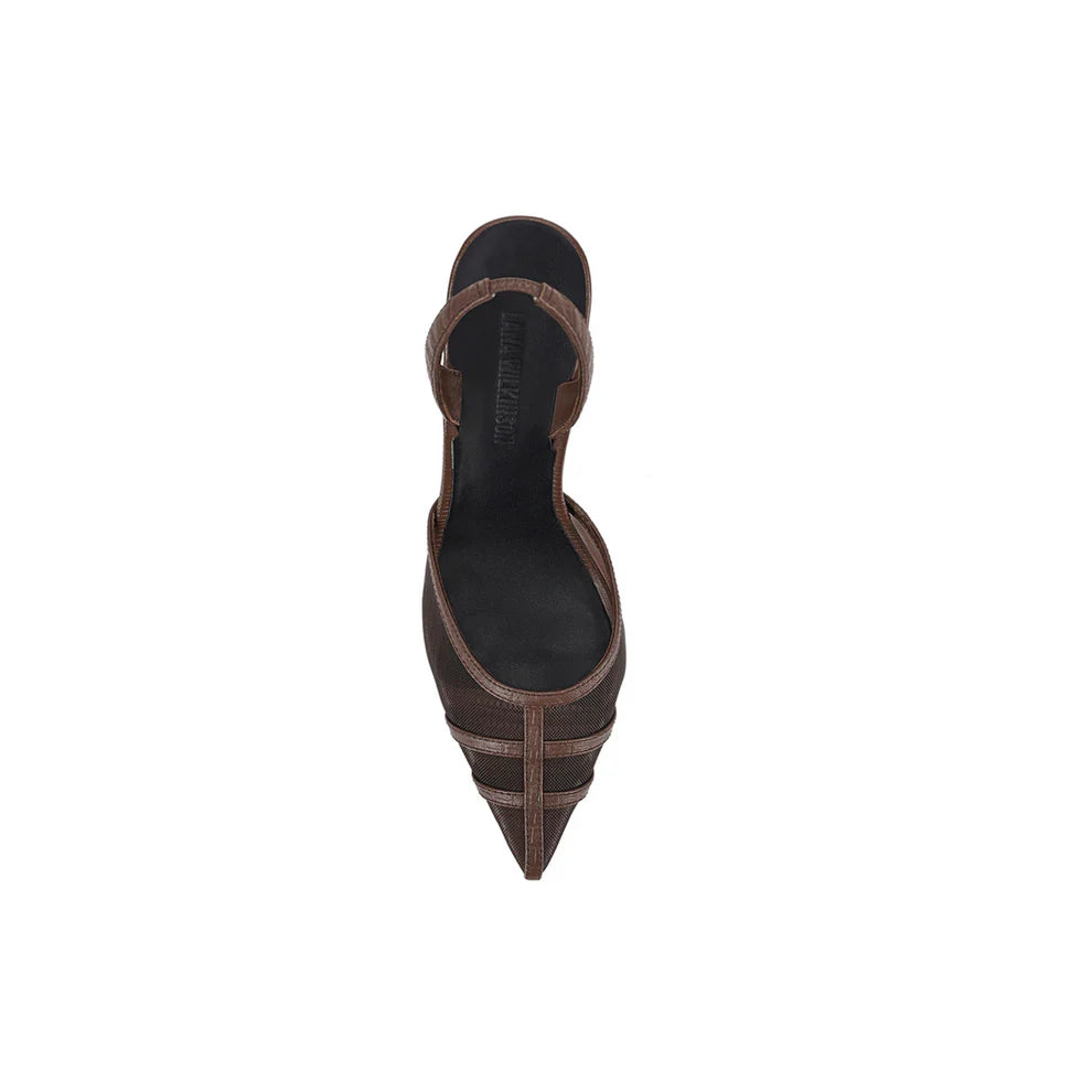 Jade Heel - Chocolate Mesh Lizard
