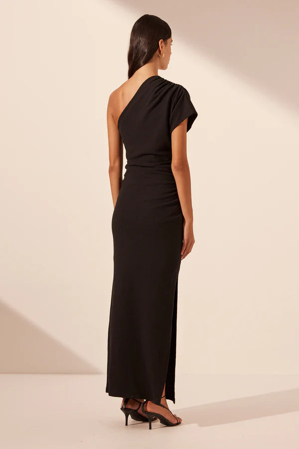 Beau Asymmetrical Midi Dress - Black