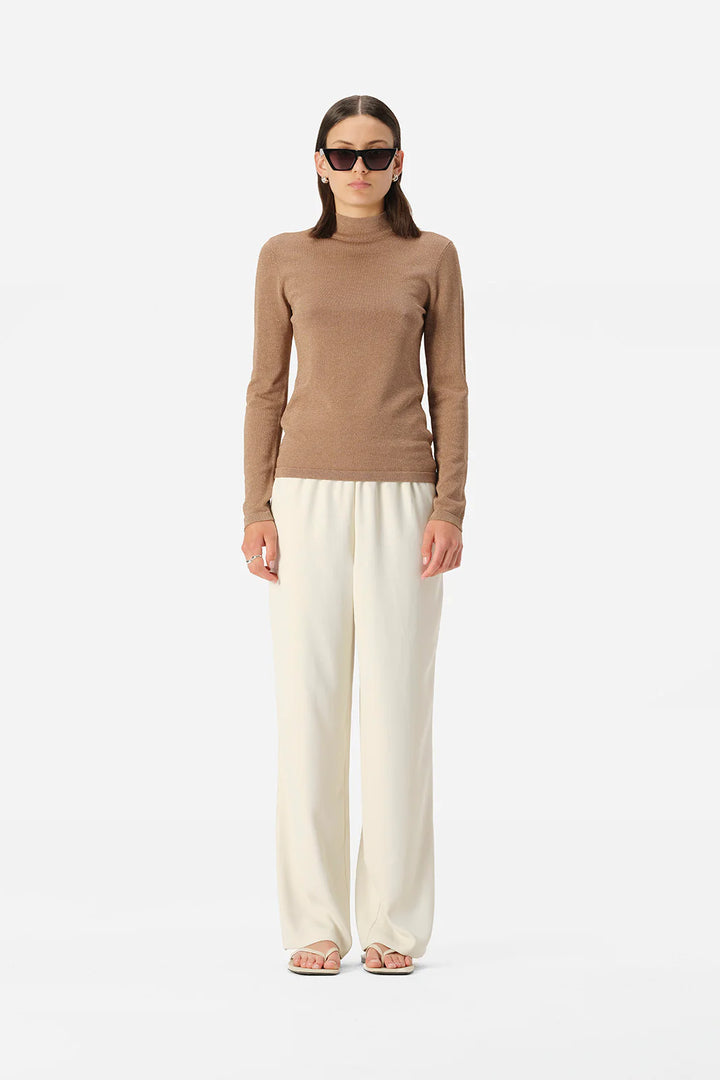 Thelma Knit Top - Tan Lurex