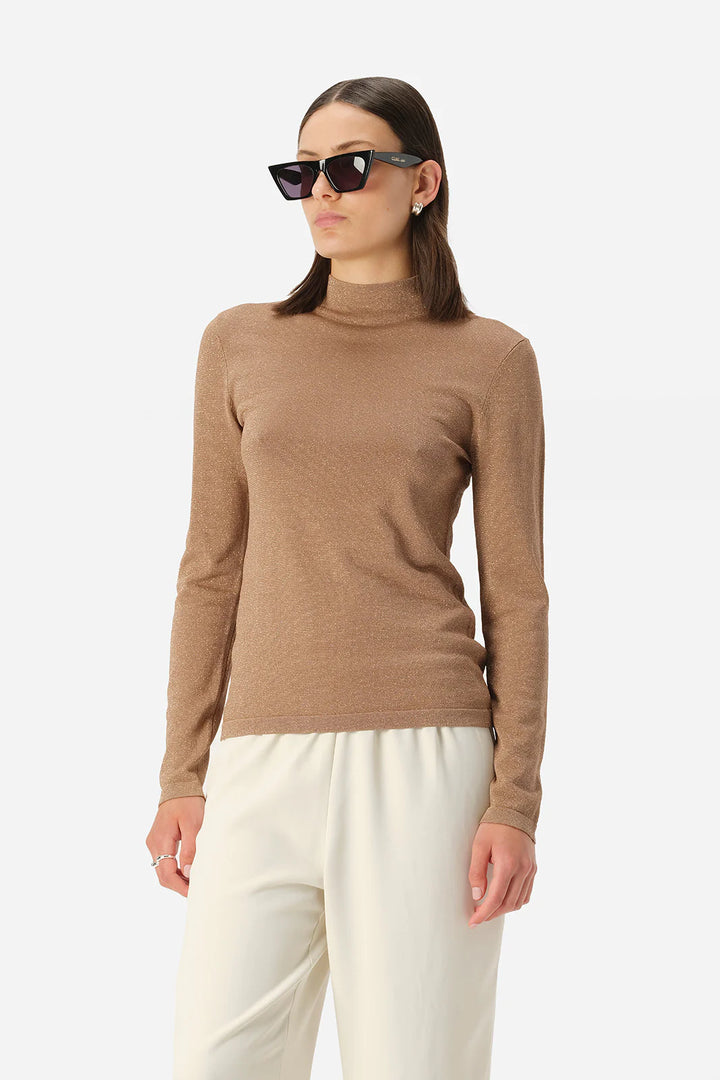 Thelma Knit Top - Tan Lurex