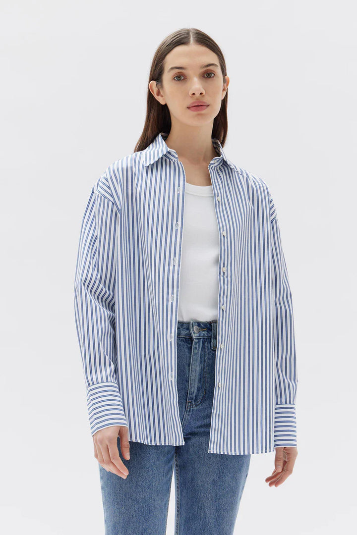 Marie Poplin Shirt - Royal Stripe