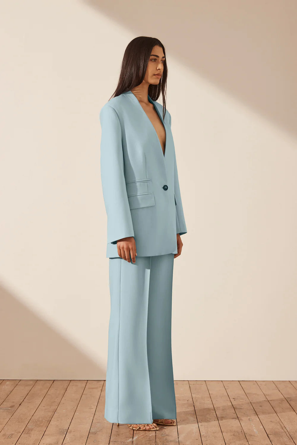 Baby blue 2025 oversized blazer