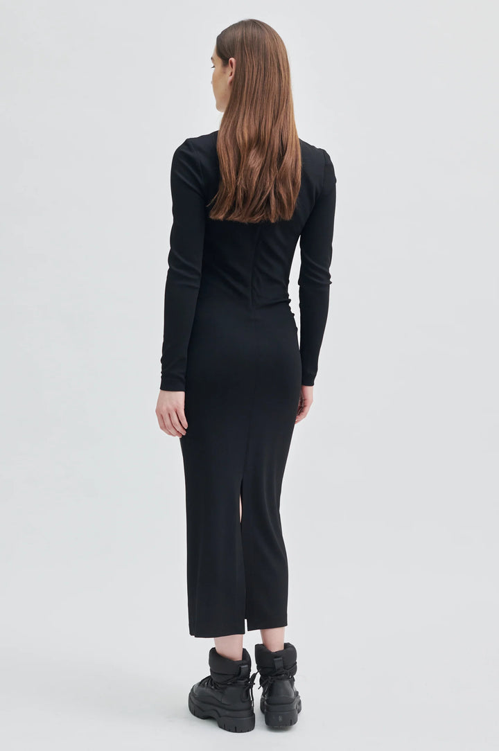 Chic Fitted Longline Dress - Black