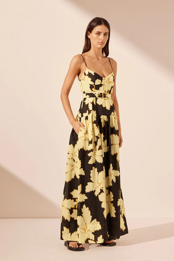 Lucia Panelled Bustier Maxi Dress - Lemonade/Multi