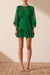Malina Ruched Panelled Mini Dress - Tree Green
