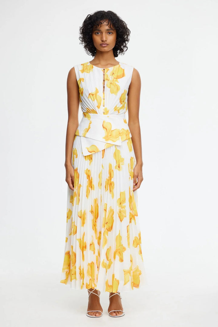 Rhodes Midi Dress - Ivory Calla Lily