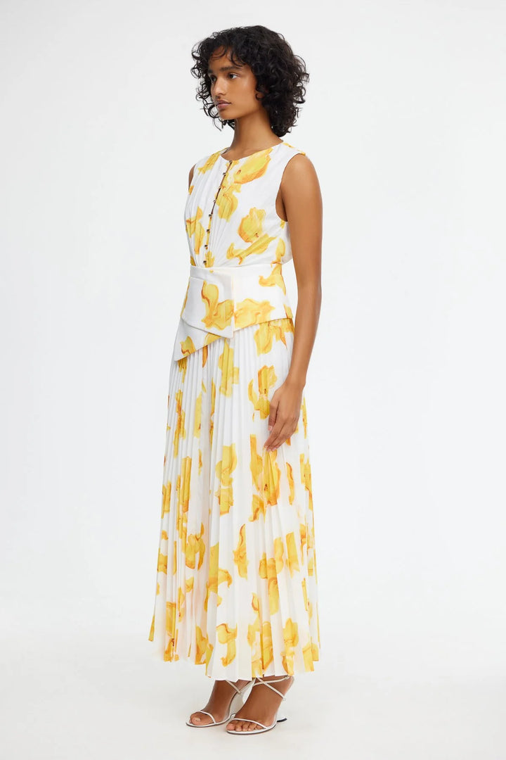 Rhodes Midi Dress - Ivory Calla Lily