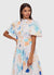 Bianca Short Sleeve Dress - Rosebud Print in Cream