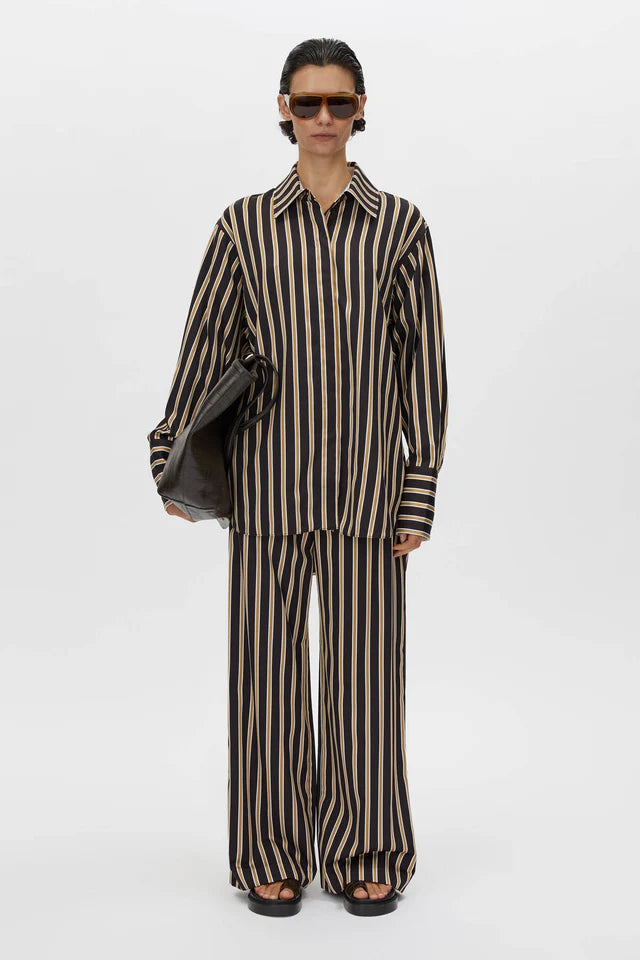 Novella Shirt - Black/ Bronze Stripe