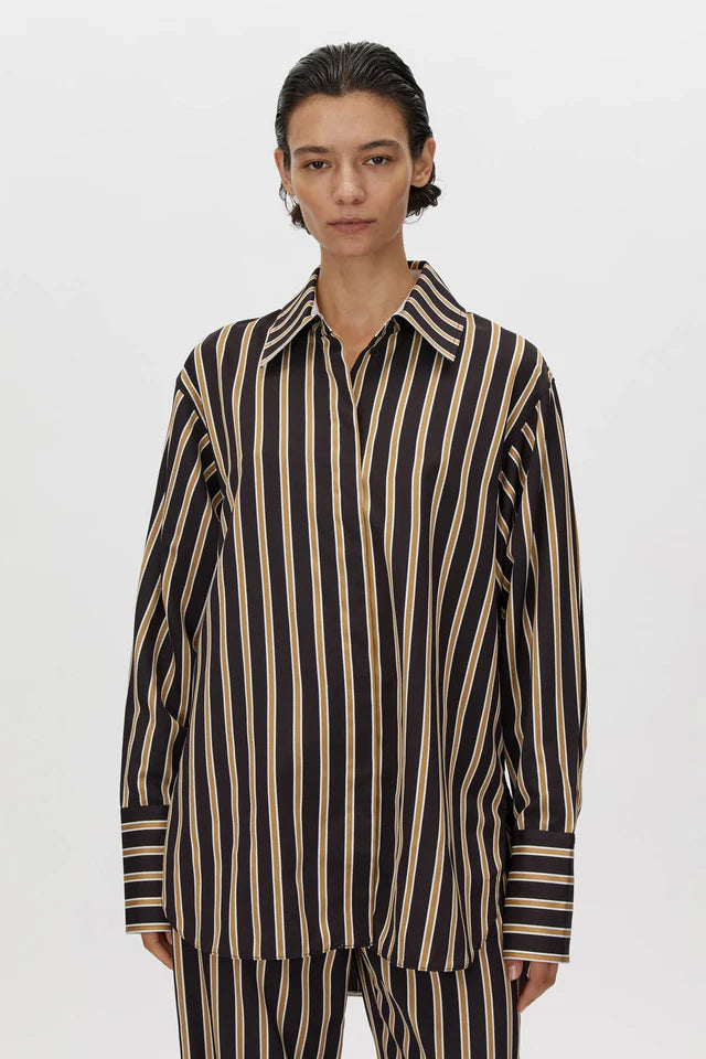 Novella Shirt - Black/ Bronze Stripe