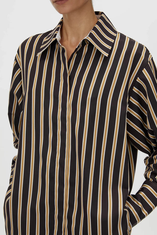 Novella Shirt - Black/ Bronze Stripe