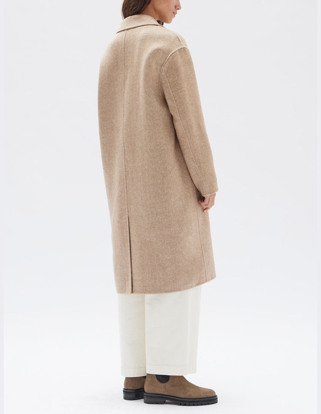 Thea Wool Herringbone Coat - Tan