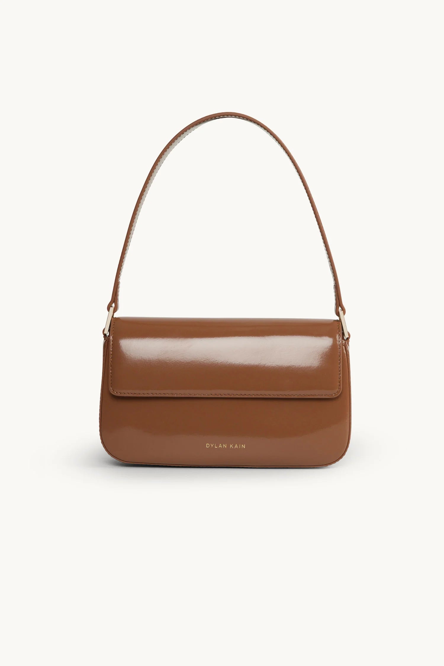 The Baguette Patent Bag - Chocolate/Light Gold