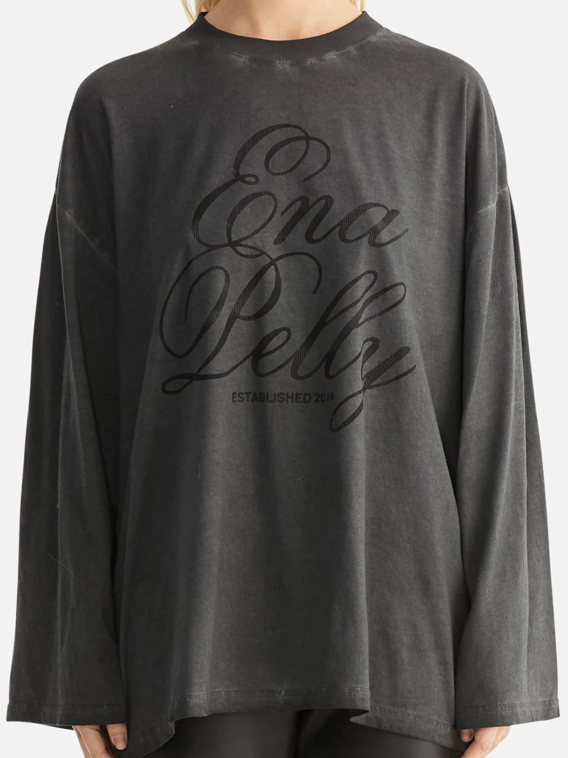 Zara Long Sleeve Tee - Calligraphy Charcoal