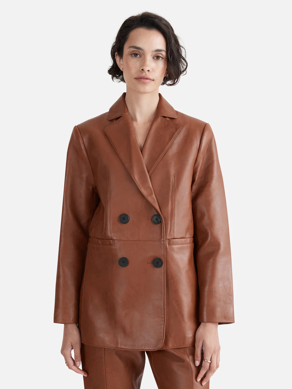 Delaney Leather Blazer - Whiskey