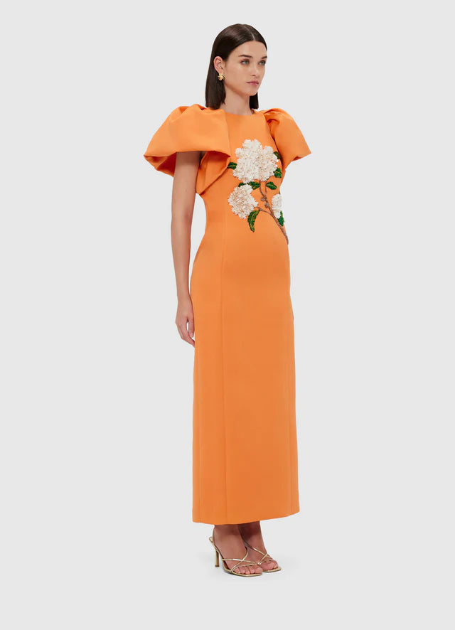 Lucinda Embellished Maxi Dress - Hydrangea/ Tangerine