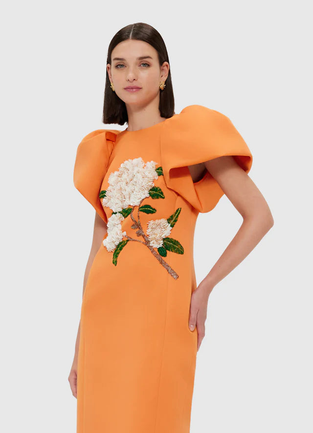 Lucinda Embellished Maxi Dress - Hydrangea/ Tangerine