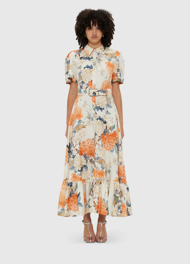 Bianca SS Midi Dress - Hydrangea Print/Vanilla