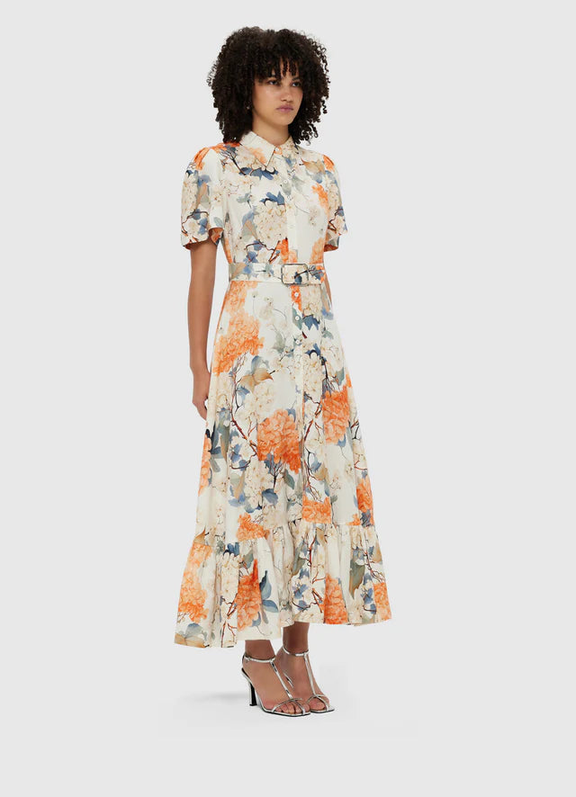 Bianca SS Midi Dress - Hydrangea Print/Vanilla