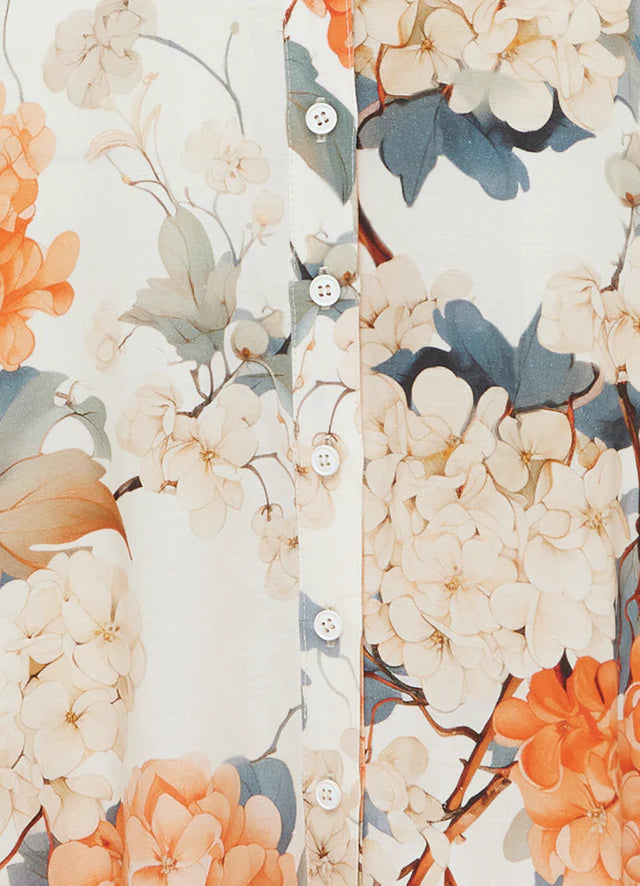 Bianca SS Midi Dress - Hydrangea Print/Vanilla