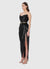 Madelyn Velvet Draped Split Dress - Eboney