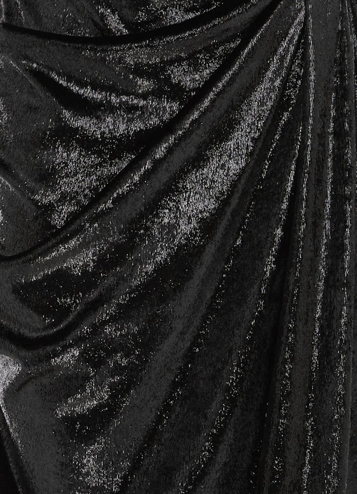 Madelyn Velvet Draped Split Dress - Eboney
