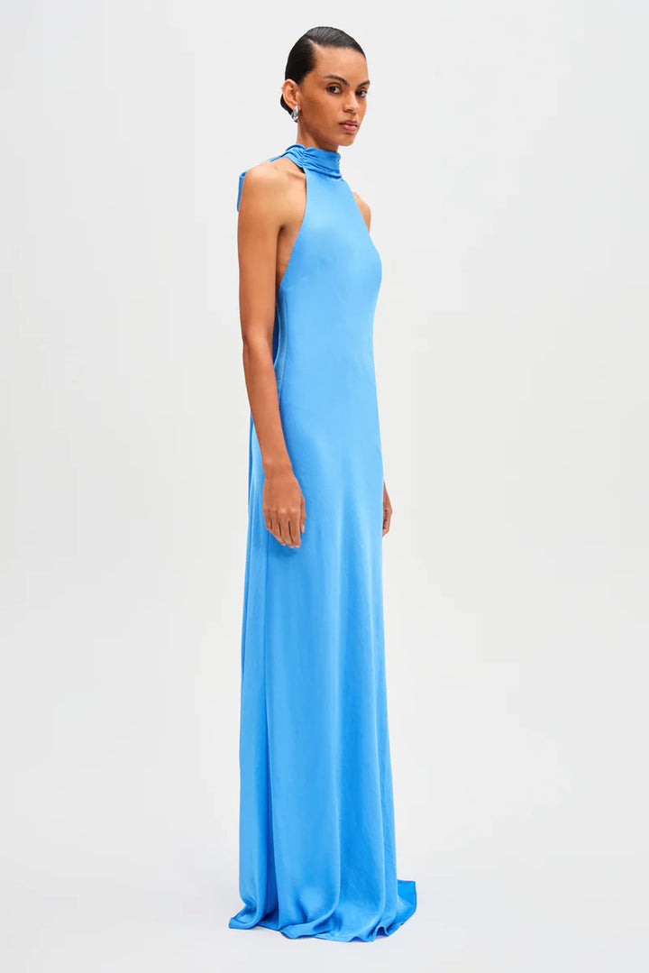 Evianna Satin Gown - Lapis Blue