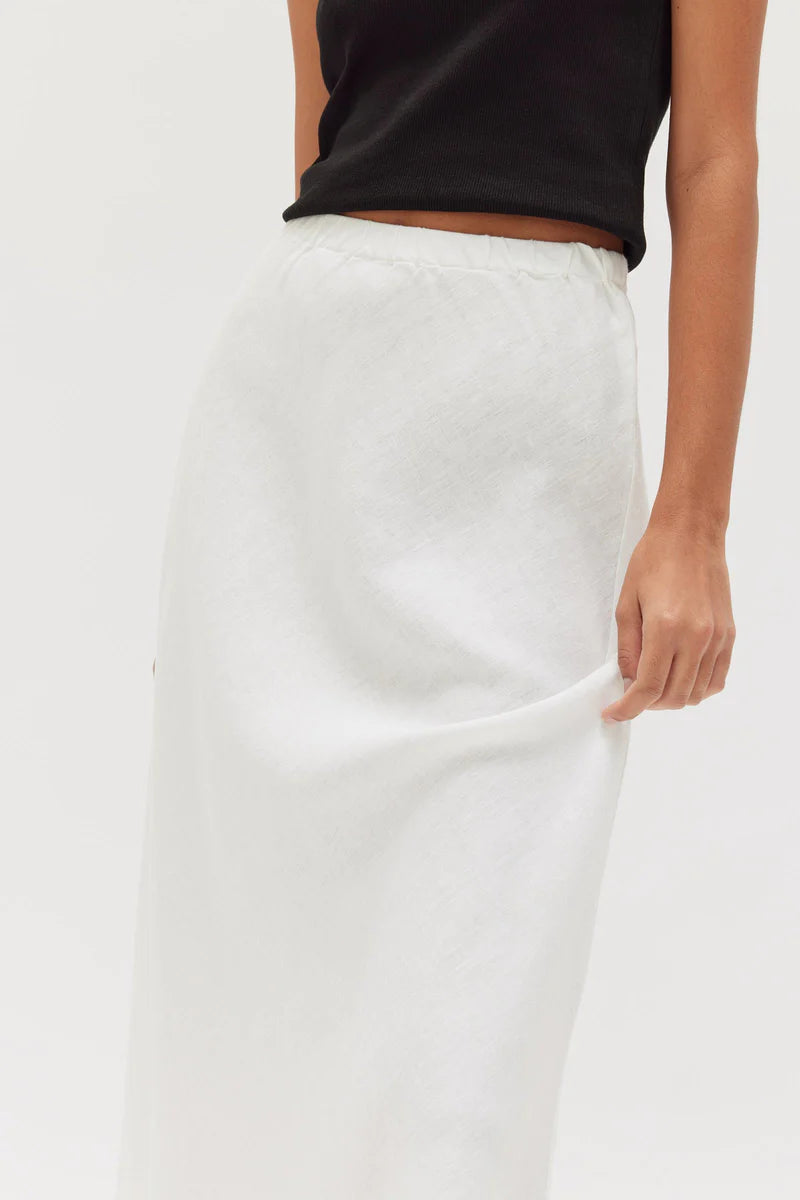 Stella Linen Bias Skirt - White