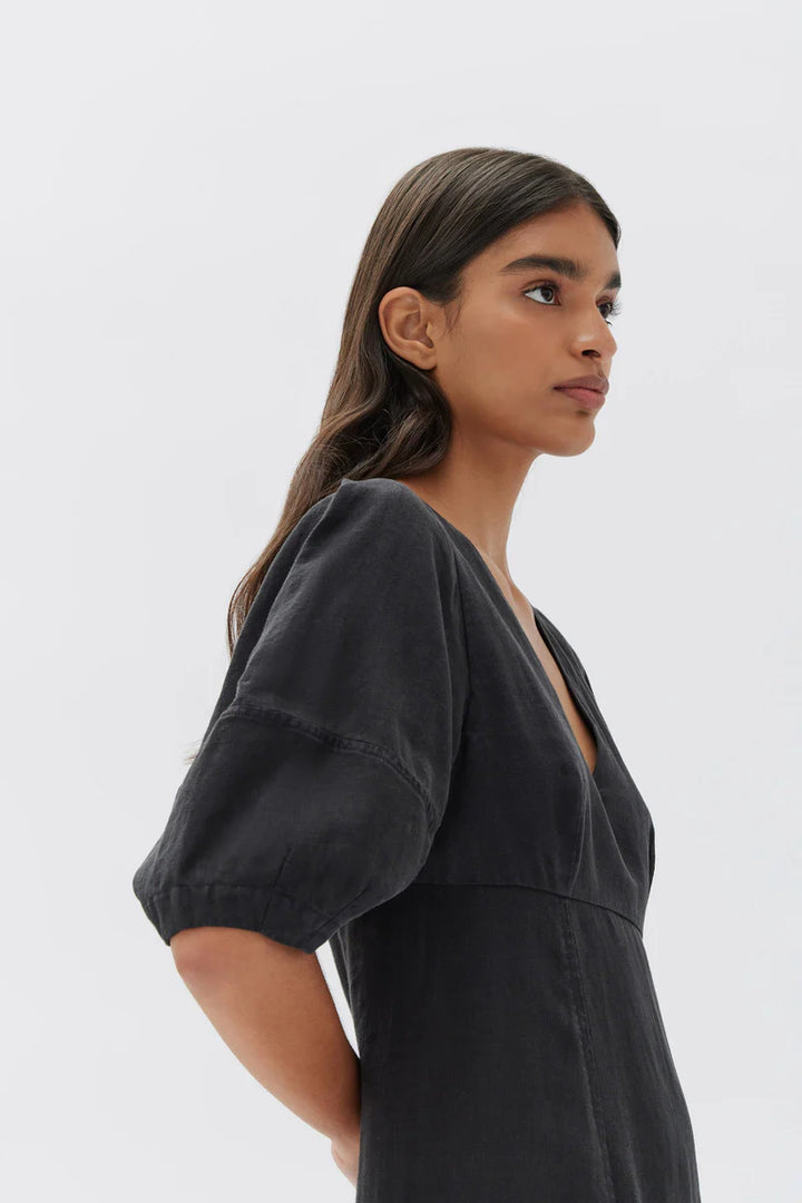Tia Linen Dress - Black
