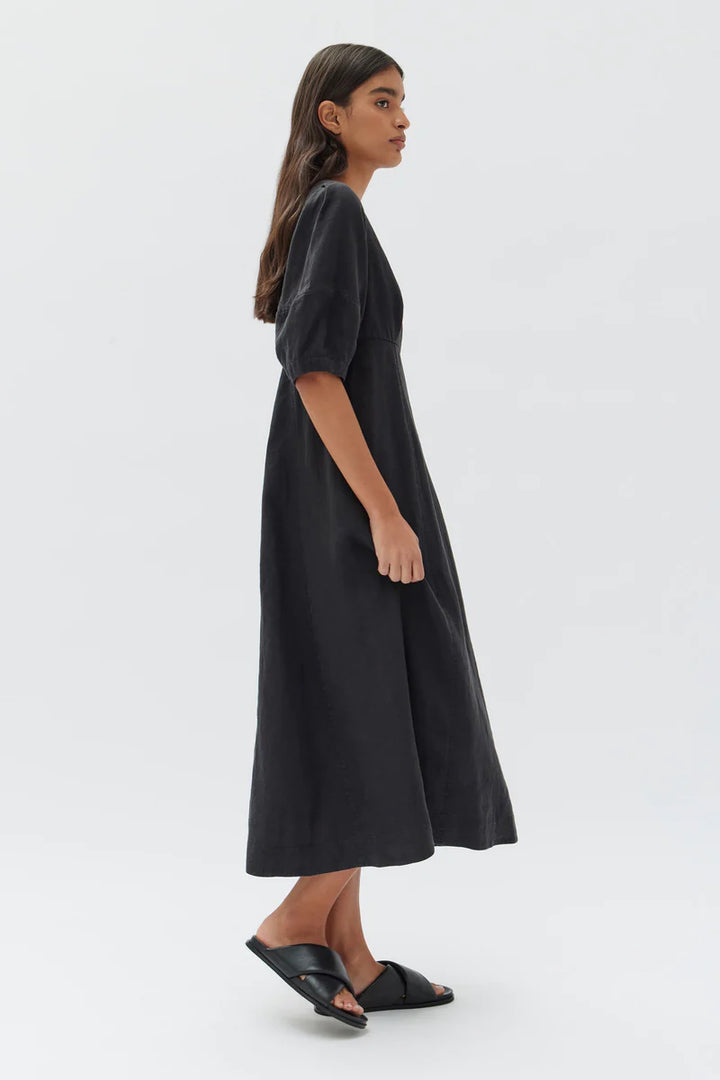 Tia Linen Dress - Black
