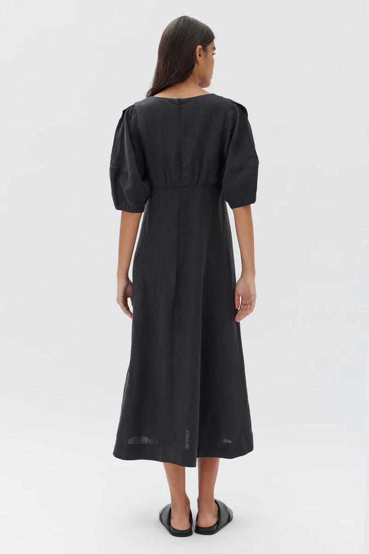 Tia Linen Dress - Black