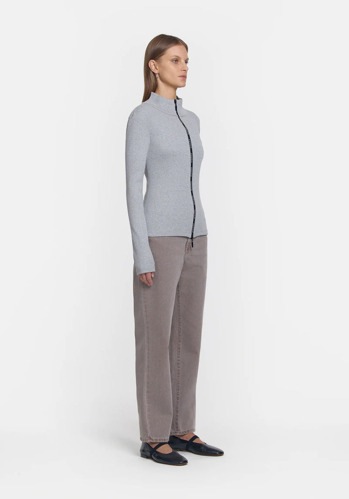 Woods Rib Zip Top - Grey Marle