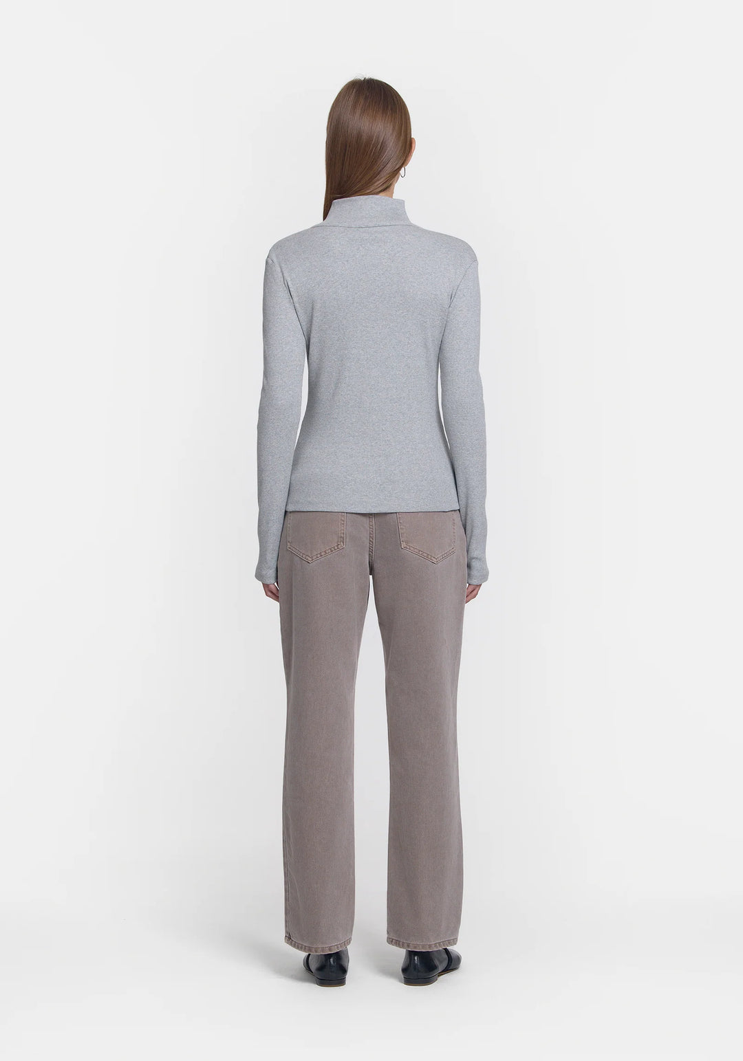 Woods Rib Zip Top - Grey Marle