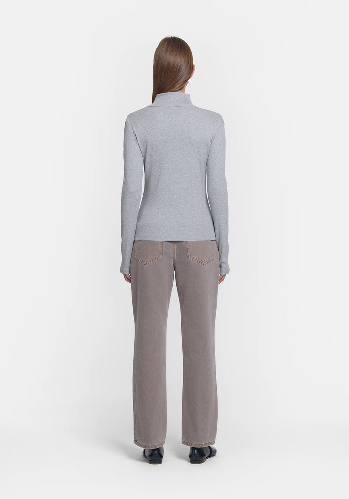 Woods Rib Zip Top - Grey Marle