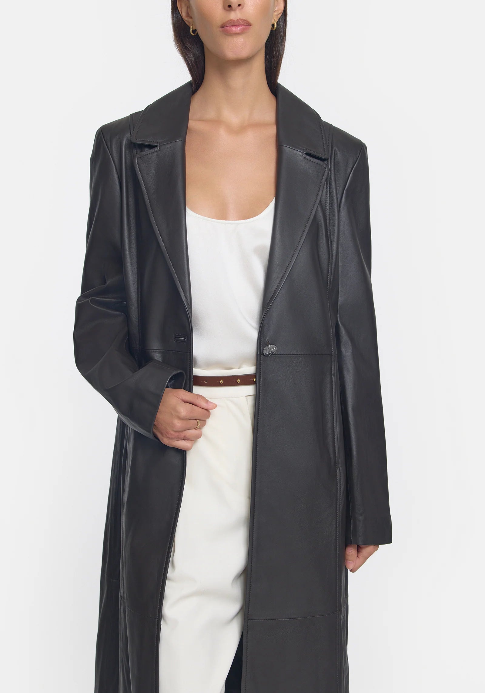 Lottery Leather Trench - Chocolate