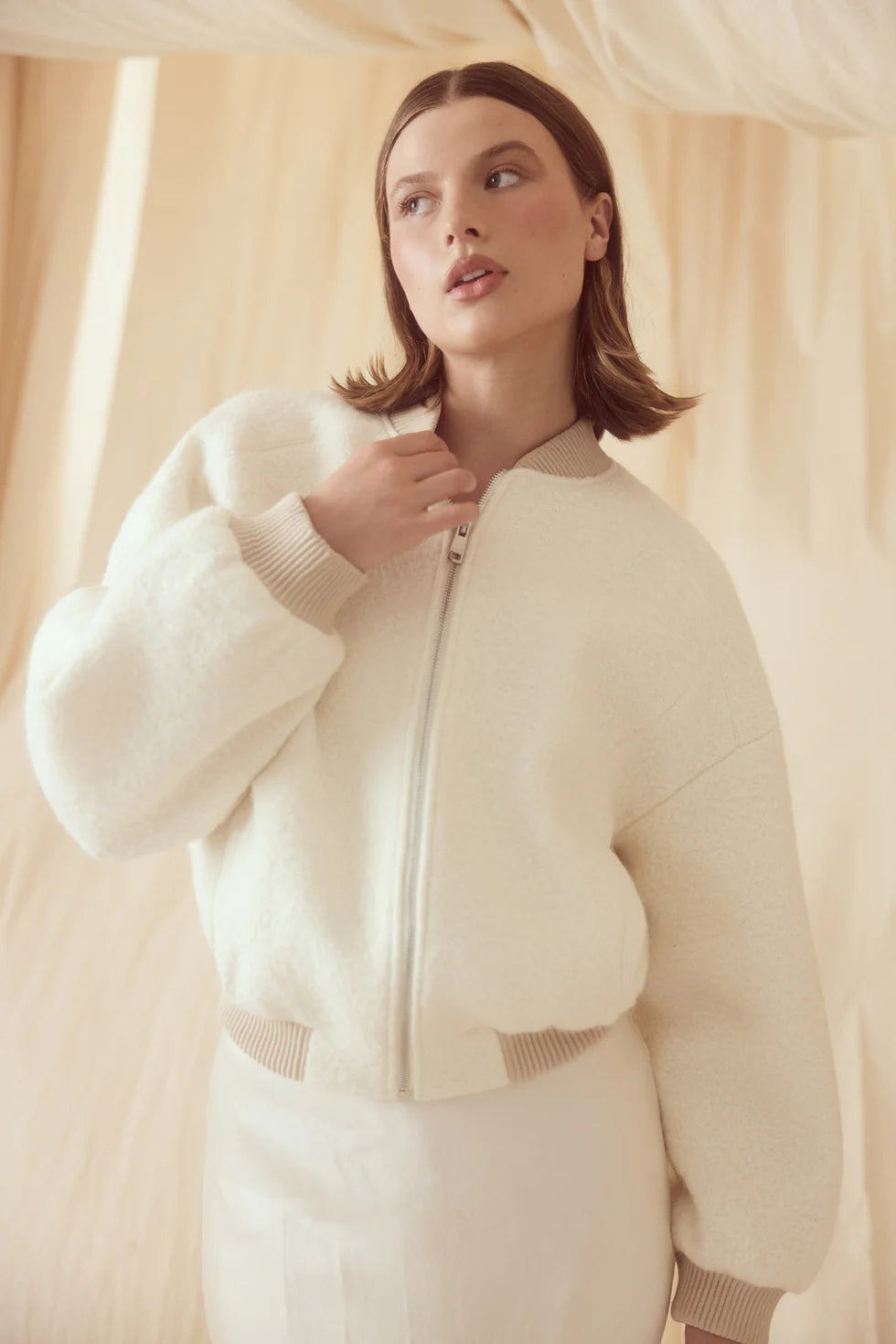 Alanna Boucle Bomber - Oatmeal