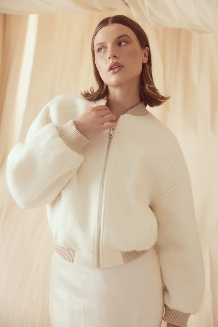 Alanna Boucle Bomber - Oatmeal