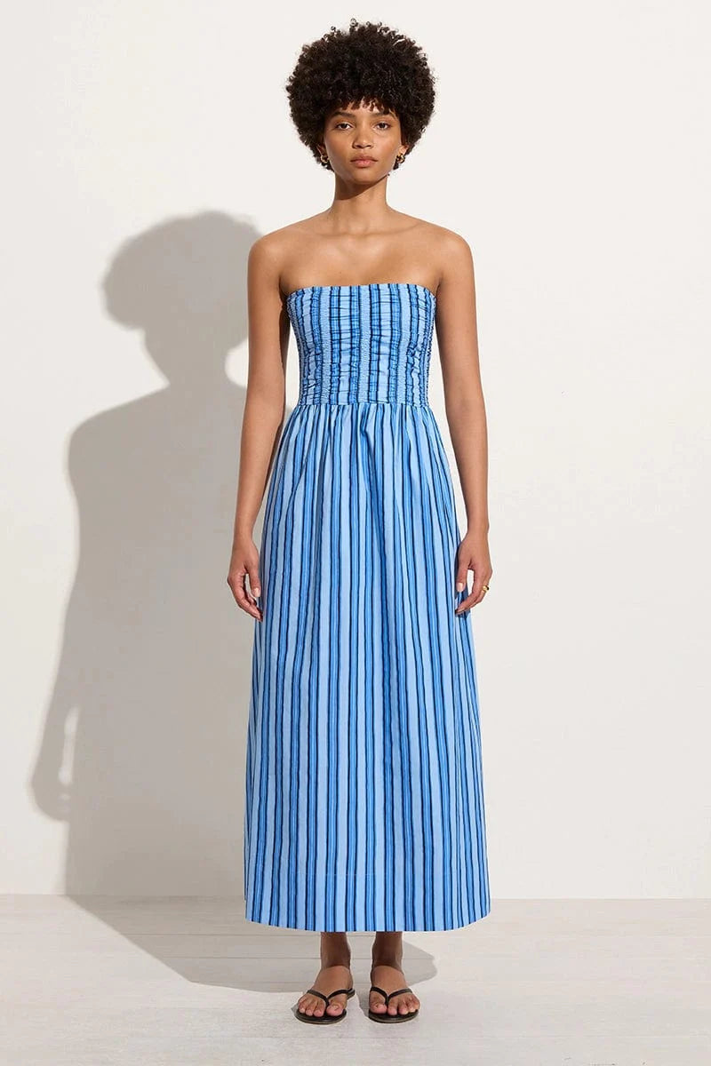 Dominquez Midi Dress - Akaia Stripe Blue